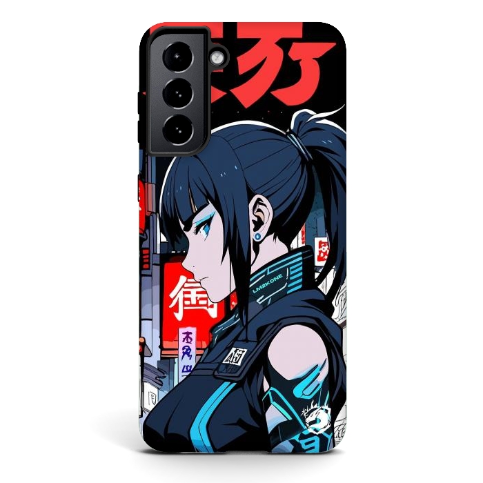 Galaxy S21 StrongFit Cyberpunk Blue Ninja  by LM2Kone