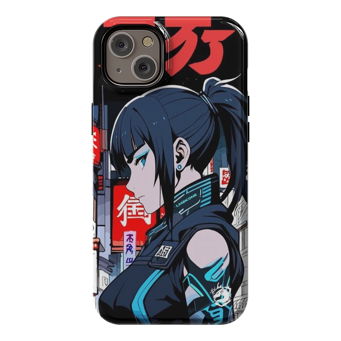 iPhone 14 Plus StrongFit Cyberpunk Blue Ninja  by LM2Kone