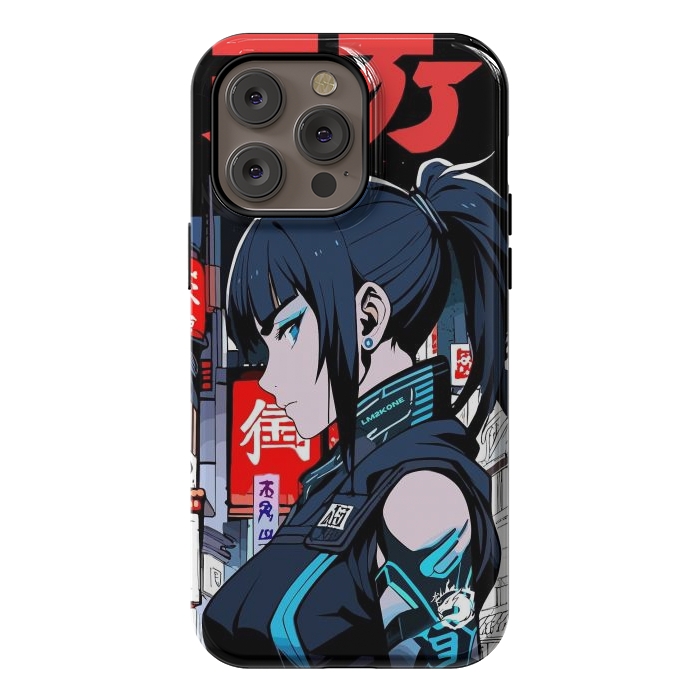 iPhone 14 Pro max StrongFit Cyberpunk Blue Ninja  by LM2Kone