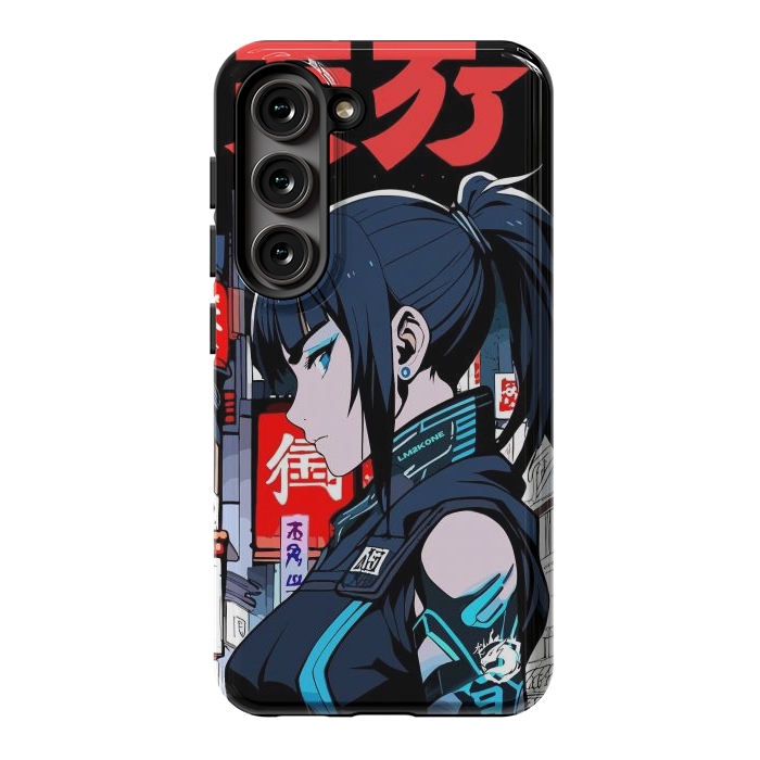 Galaxy S23 StrongFit Cyberpunk Blue Ninja  by LM2Kone