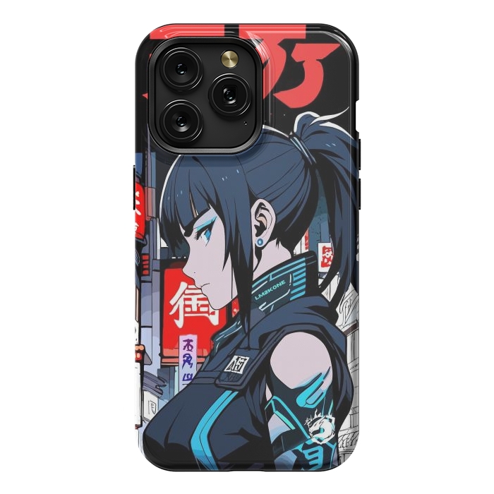 iPhone 15 Pro Max StrongFit Cyberpunk Blue Ninja  by LM2Kone