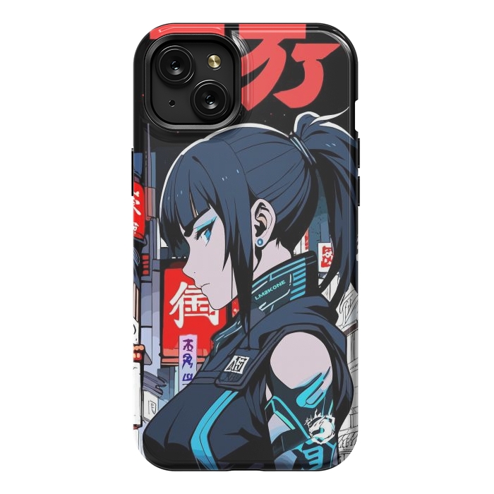 iPhone 15 Plus StrongFit Cyberpunk Blue Ninja  by LM2Kone