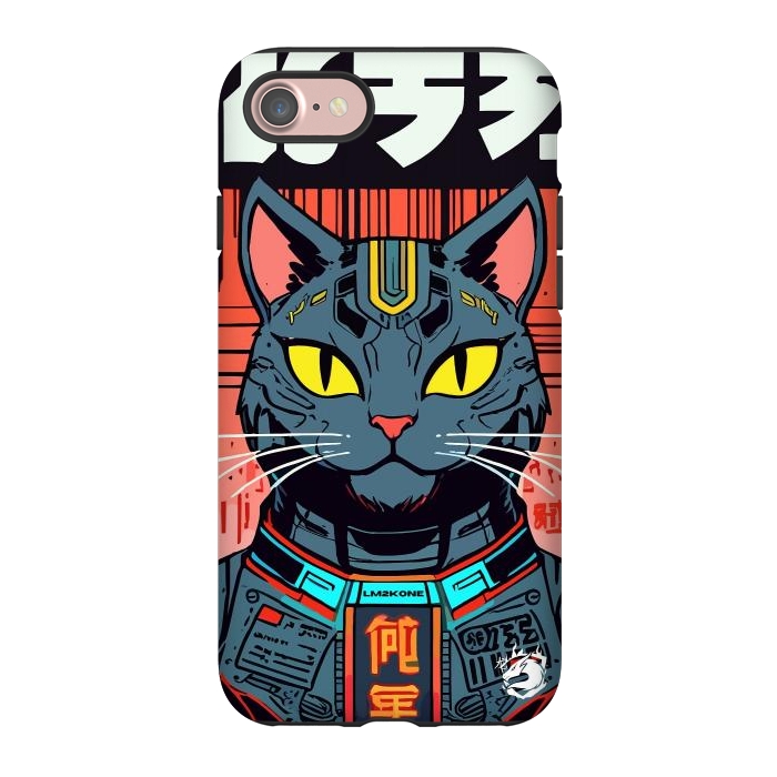 iPhone 7 StrongFit Futuristic Neon Cat  by LM2Kone