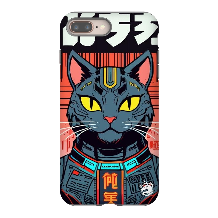 iPhone 7 plus StrongFit Futuristic Neon Cat  by LM2Kone