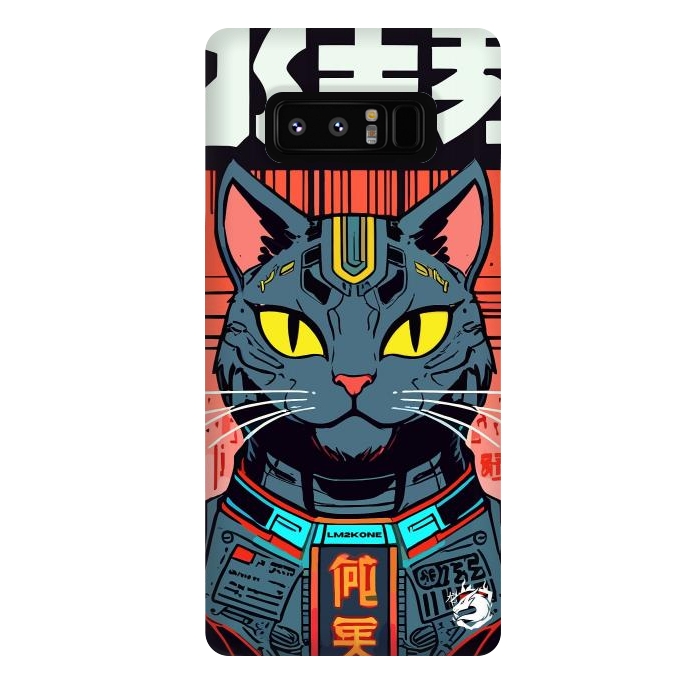 Galaxy Note 8 StrongFit Futuristic Neon Cat  by LM2Kone