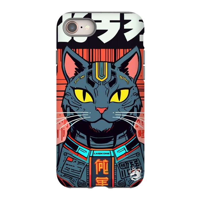 iPhone 8 StrongFit Futuristic Neon Cat  by LM2Kone