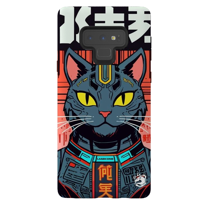 Galaxy Note 9 StrongFit Futuristic Neon Cat  by LM2Kone