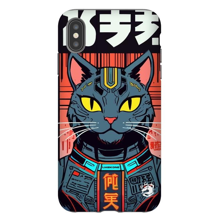 iPhone Xs Max StrongFit Futuristic Neon Cat  by LM2Kone