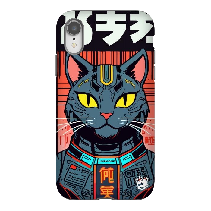 iPhone Xr StrongFit Futuristic Neon Cat  by LM2Kone