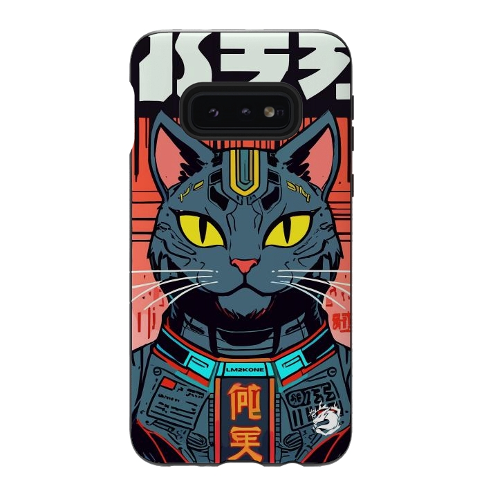 Galaxy S10e StrongFit Futuristic Neon Cat  by LM2Kone