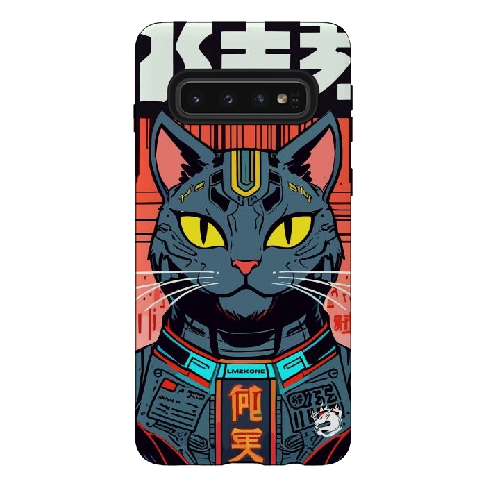 Galaxy S10 StrongFit Futuristic Neon Cat  by LM2Kone