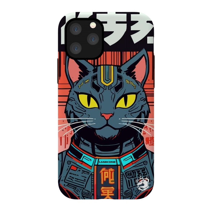 iPhone 11 Pro StrongFit Futuristic Neon Cat  by LM2Kone