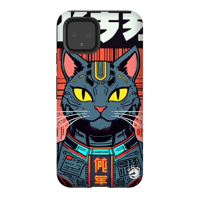 Pixel 4 StrongFit Futuristic Neon Cat  by LM2Kone