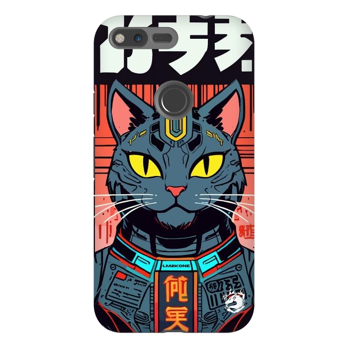 Pixel XL StrongFit Futuristic Neon Cat  by LM2Kone