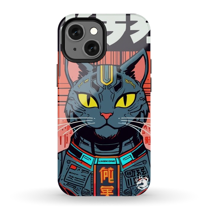 iPhone 12 mini StrongFit Futuristic Neon Cat  by LM2Kone