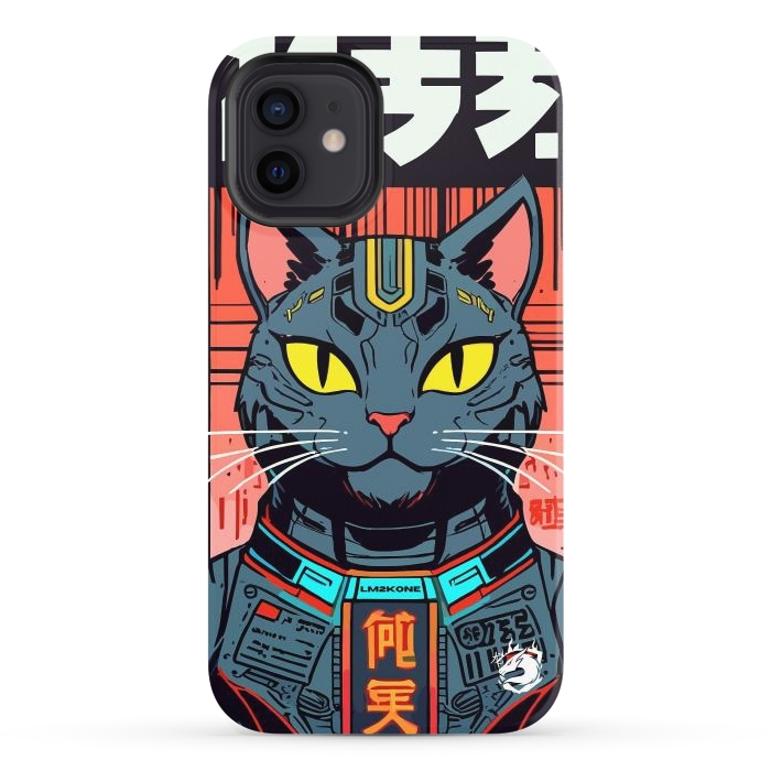 iPhone 12 StrongFit Futuristic Neon Cat  by LM2Kone