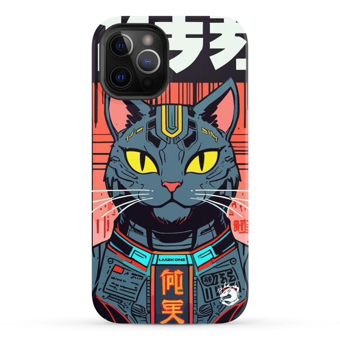 iPhone 12 Pro StrongFit Futuristic Neon Cat  by LM2Kone