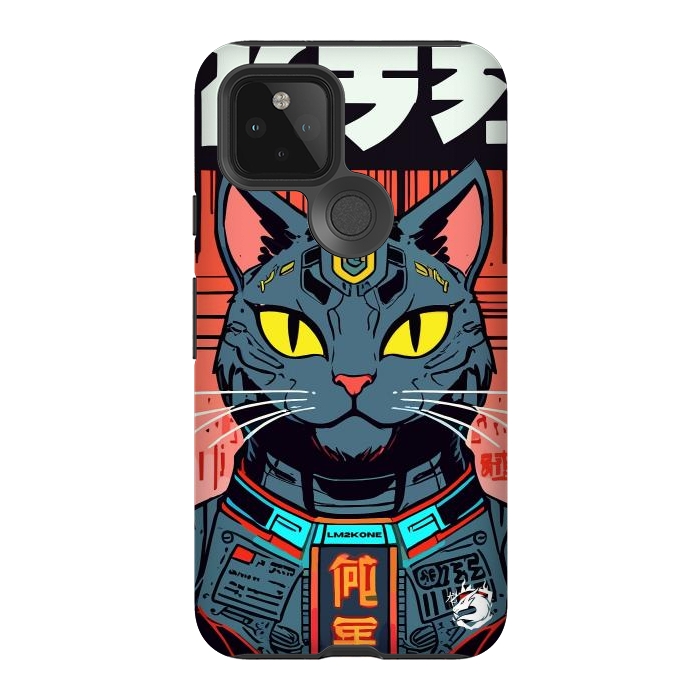 Pixel 5 StrongFit Futuristic Neon Cat  by LM2Kone