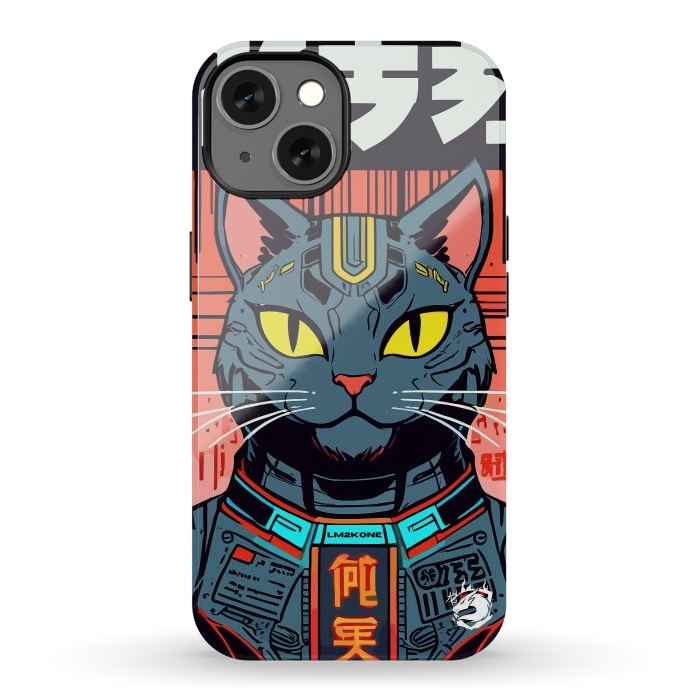 iPhone 13 StrongFit Futuristic Neon Cat  by LM2Kone