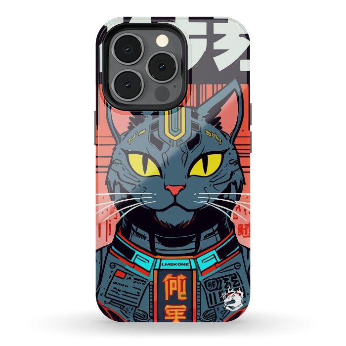 iPhone 13 pro StrongFit Futuristic Neon Cat  by LM2Kone