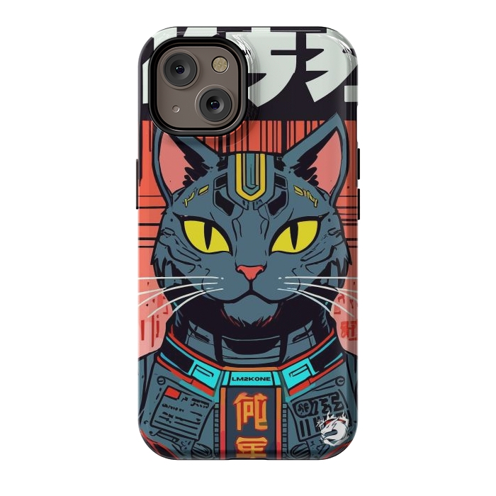 iPhone 14 StrongFit Futuristic Neon Cat  by LM2Kone