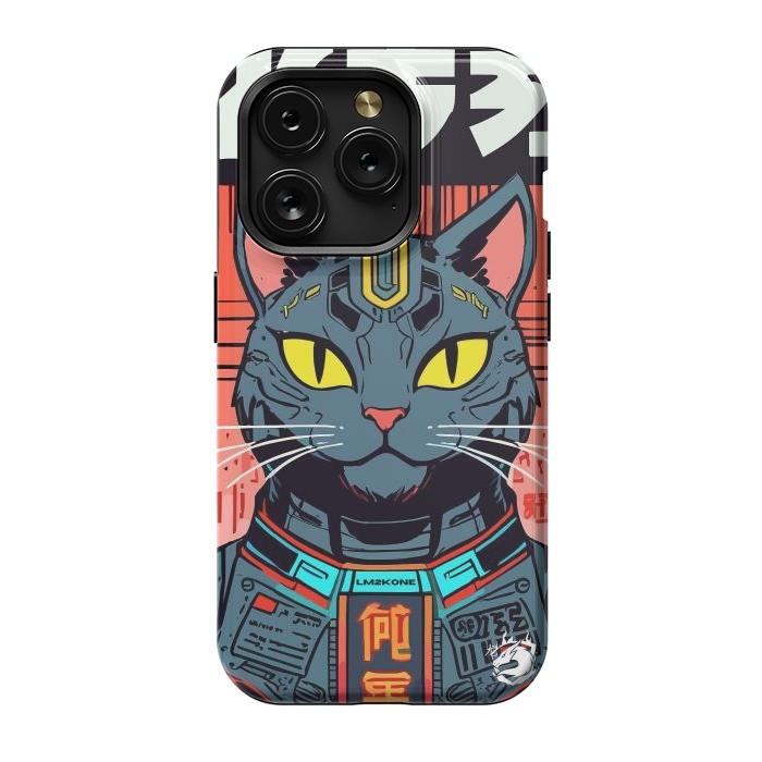 iPhone 15 Pro StrongFit Futuristic Neon Cat  by LM2Kone