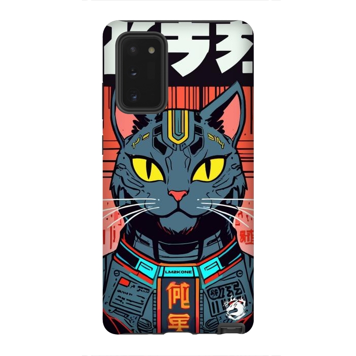 Galaxy Note 20 StrongFit Futuristic Neon Cat  by LM2Kone