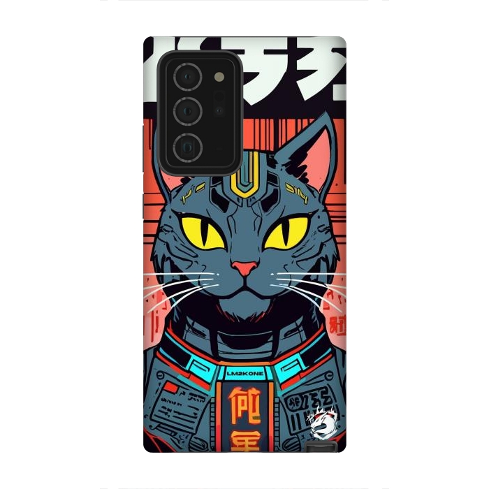 Galaxy Note 20 Ultra StrongFit Futuristic Neon Cat  by LM2Kone