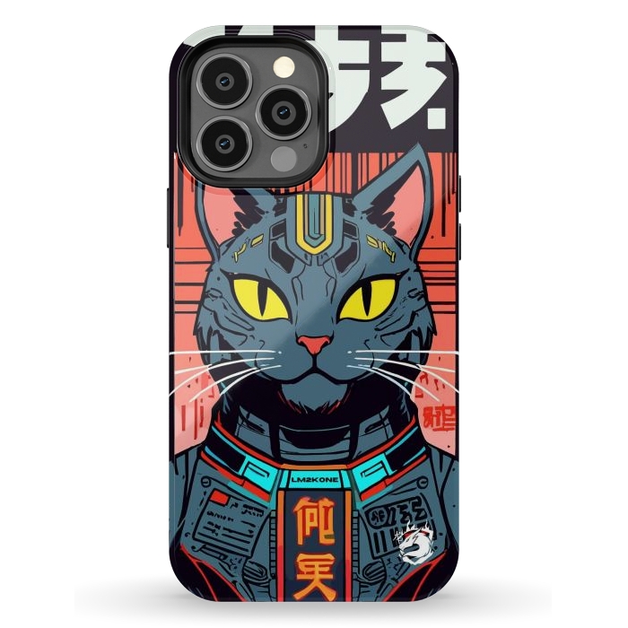 iPhone 13 Pro Max StrongFit Futuristic Neon Cat  by LM2Kone