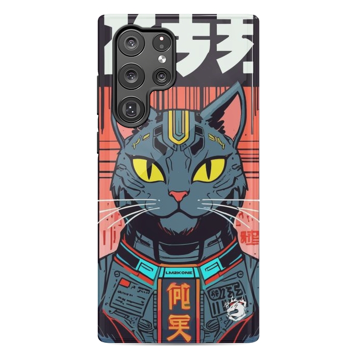 Galaxy S22 Ultra StrongFit Futuristic Neon Cat  by LM2Kone