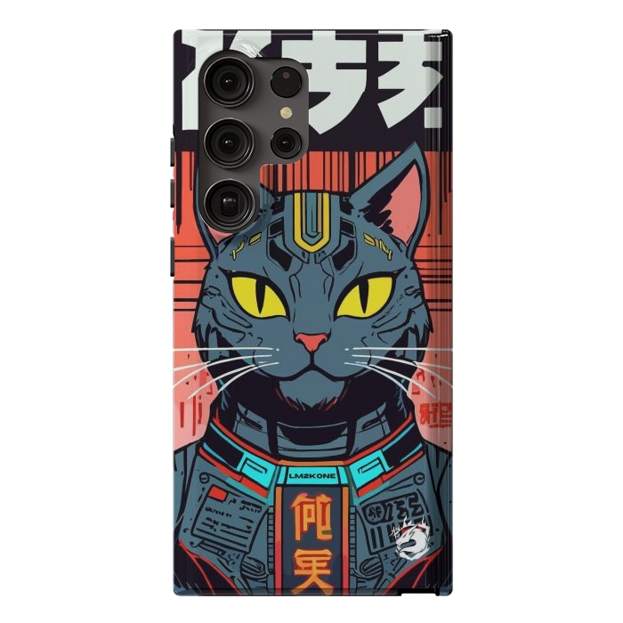 Galaxy S23 Ultra StrongFit Futuristic Neon Cat  by LM2Kone