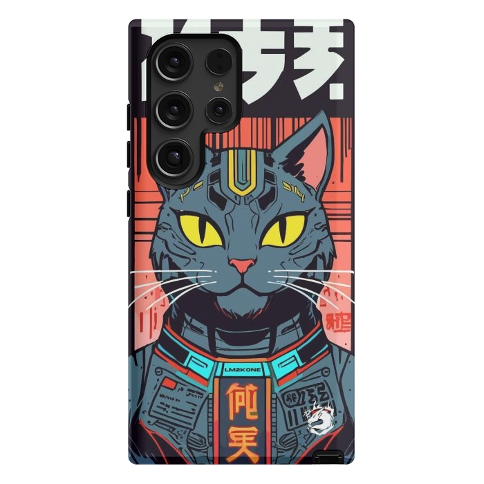 Galaxy S24 Ultra StrongFit Futuristic Neon Cat  by LM2Kone