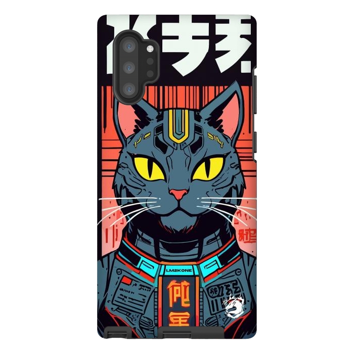 Galaxy Note 10 plus StrongFit Futuristic Neon Cat  by LM2Kone