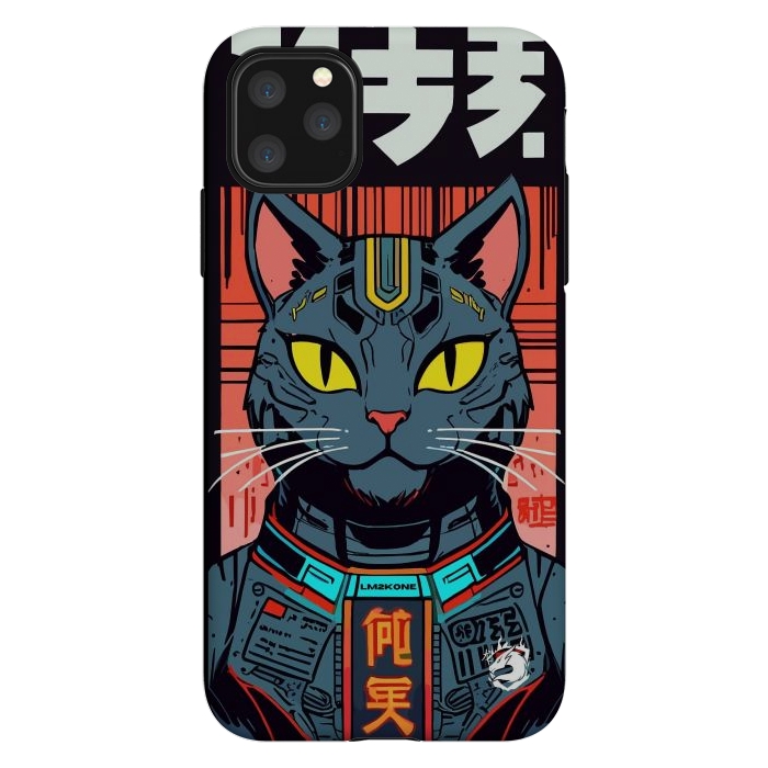 iPhone 11 Pro Max StrongFit Futuristic Neon Cat  by LM2Kone