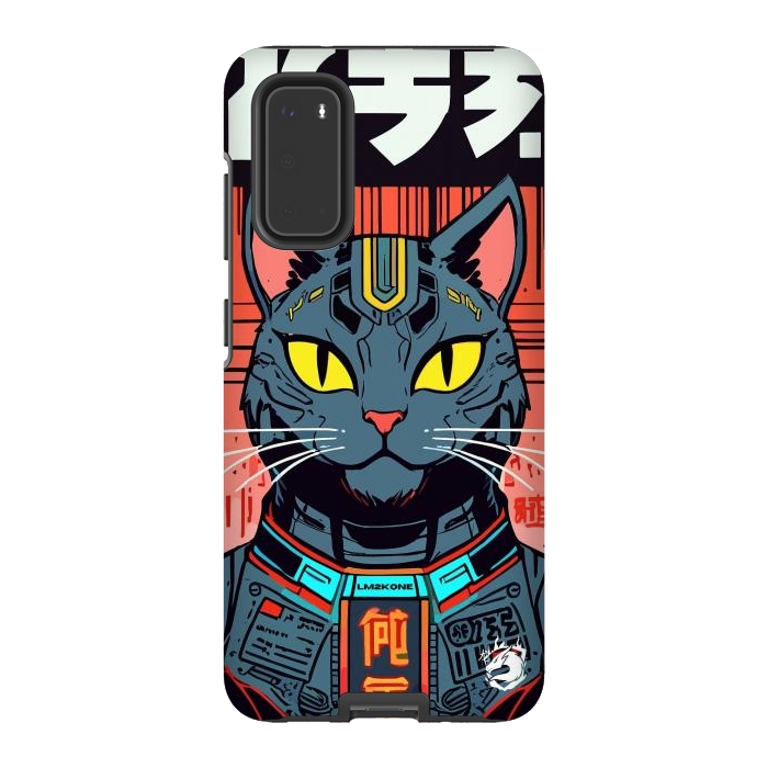 Galaxy S20 StrongFit Futuristic Neon Cat  by LM2Kone