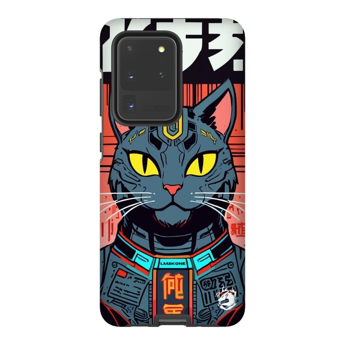 Galaxy S20 Ultra StrongFit Futuristic Neon Cat  by LM2Kone