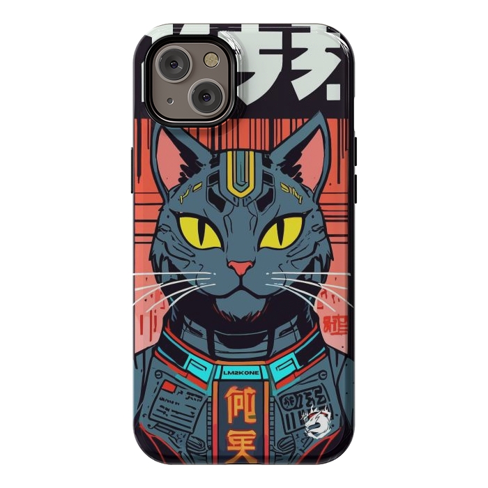 iPhone 14 Plus StrongFit Futuristic Neon Cat  by LM2Kone