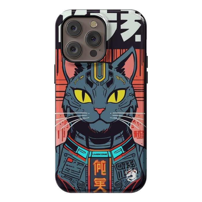 iPhone 14 Pro max StrongFit Futuristic Neon Cat  by LM2Kone