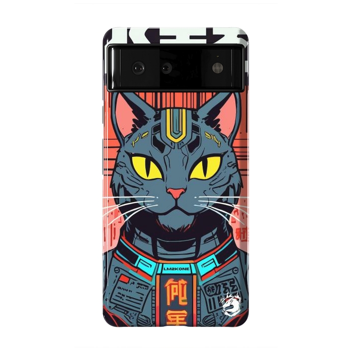 Pixel 6 StrongFit Futuristic Neon Cat  by LM2Kone