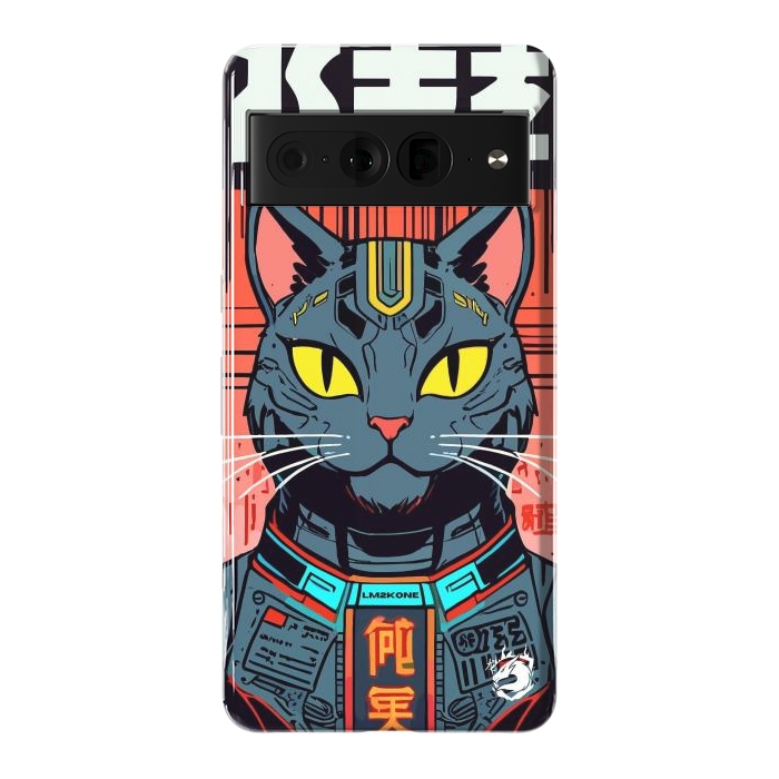 Pixel 7 Pro StrongFit Futuristic Neon Cat  by LM2Kone