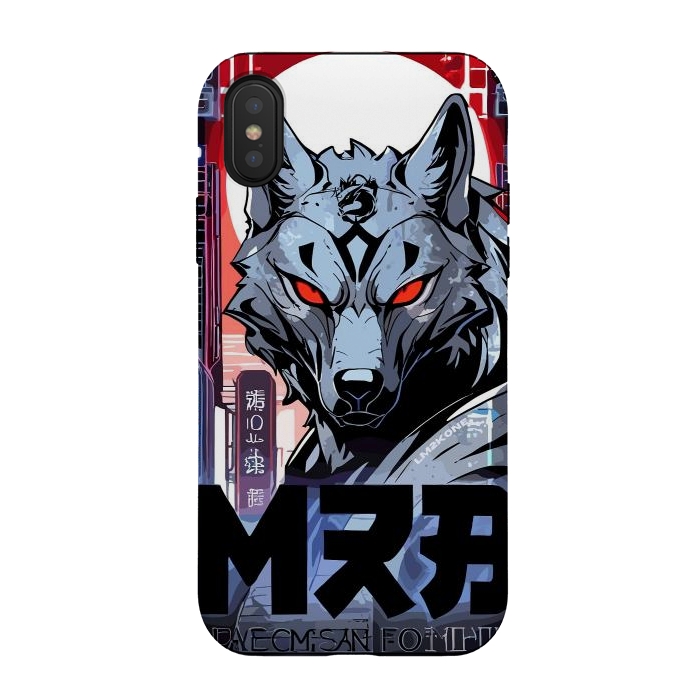 iPhone Xs / X StrongFit Cyberpunk Silver Wolf by LM2Kone