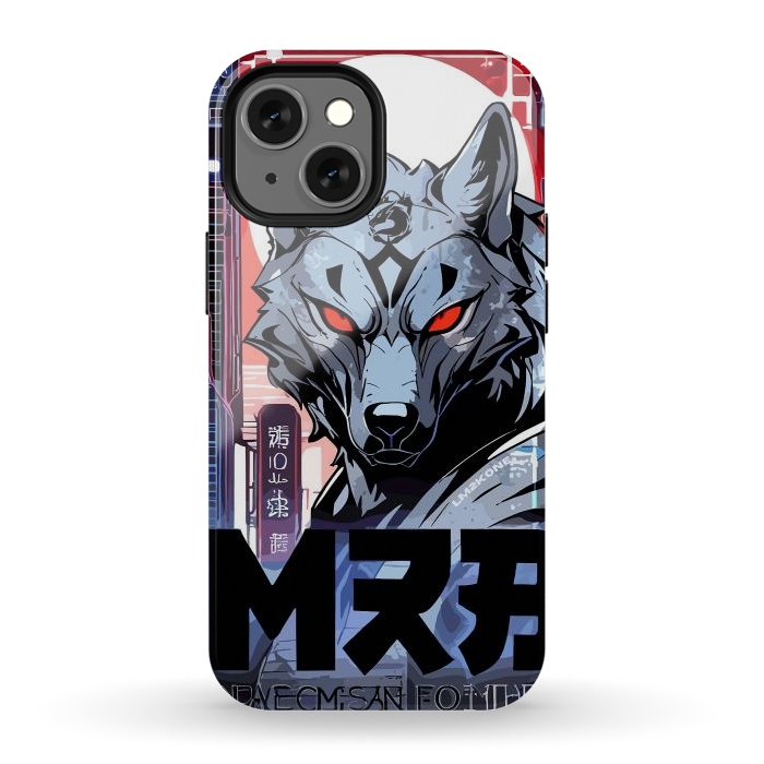 iPhone 12 mini StrongFit Cyberpunk Silver Wolf by LM2Kone