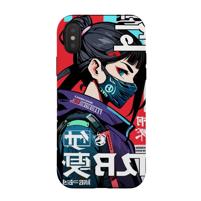 iPhone Xs / X StrongFit Cyberpunk Ninja Kanji by LM2Kone