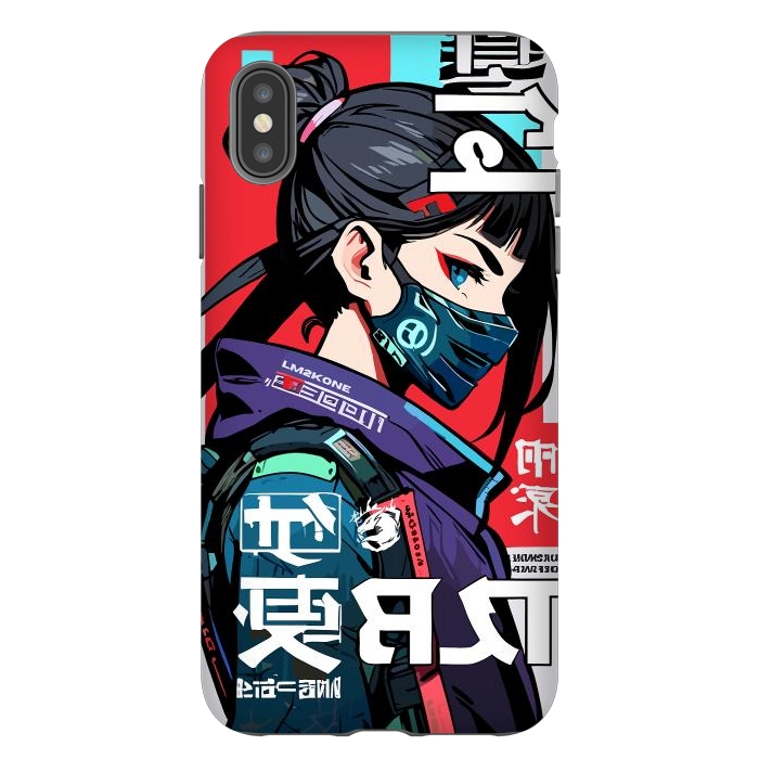 iPhone Xs Max StrongFit Cyberpunk Ninja Kanji by LM2Kone