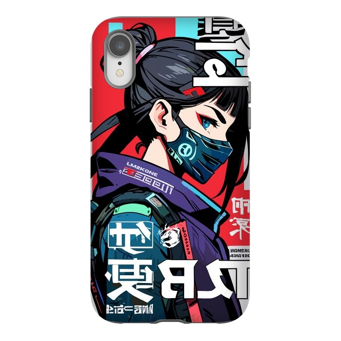 iPhone Xr StrongFit Cyberpunk Ninja Kanji by LM2Kone