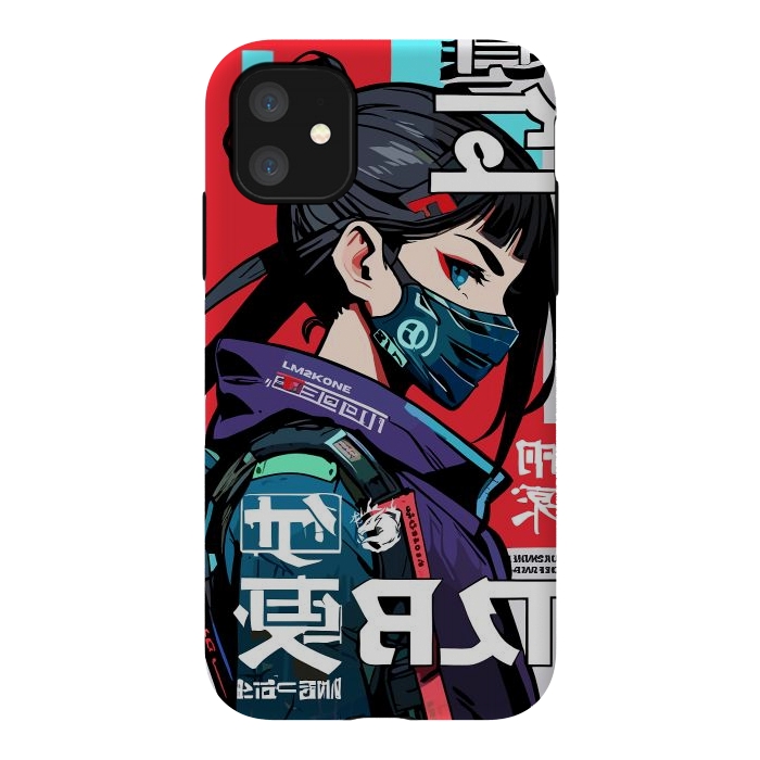 iPhone 11 StrongFit Cyberpunk Ninja Kanji by LM2Kone