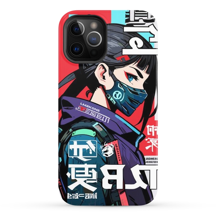 iPhone 12 Pro StrongFit Cyberpunk Ninja Kanji by LM2Kone