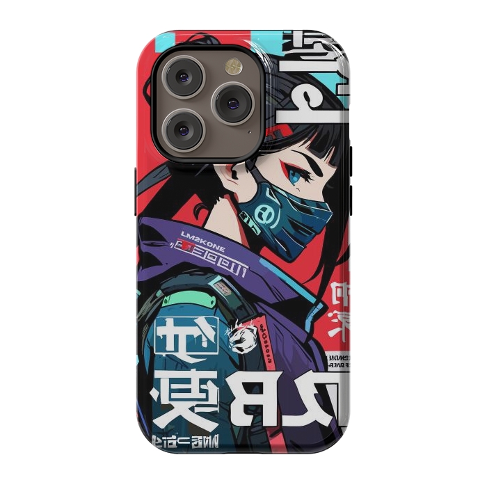 iPhone 14 Pro StrongFit Cyberpunk Ninja Kanji by LM2Kone