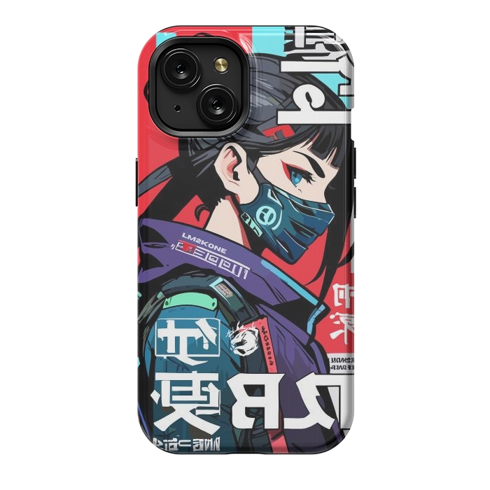 iPhone 15 StrongFit Cyberpunk Ninja Kanji by LM2Kone