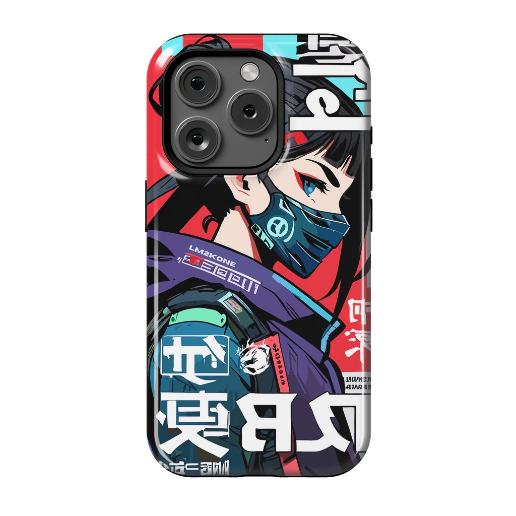 iPhone 15 Pro StrongFit Cyberpunk Ninja Kanji by LM2Kone